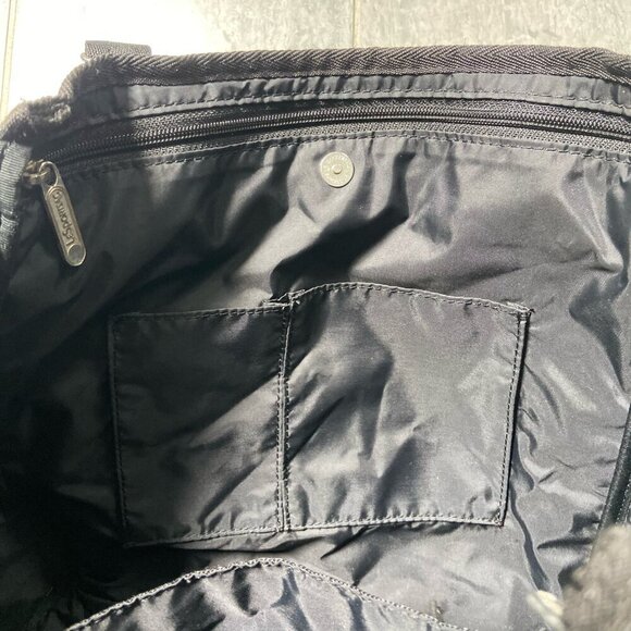 LeSportsac Black Liquid Patent Coated Nylon Tote / Cross‑Body Bag - Picture 12 of 16